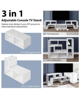 3 Pieces TV Console Stand Modern Entertainment Center Storage Bookcase