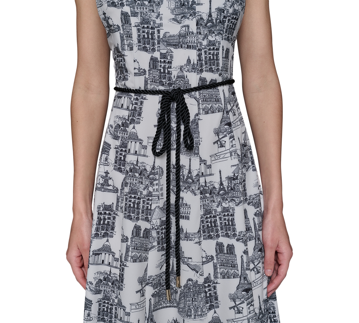 Karl Lagerfeld Square Neck Fit And Flare Dress In Sft Wt,bk
