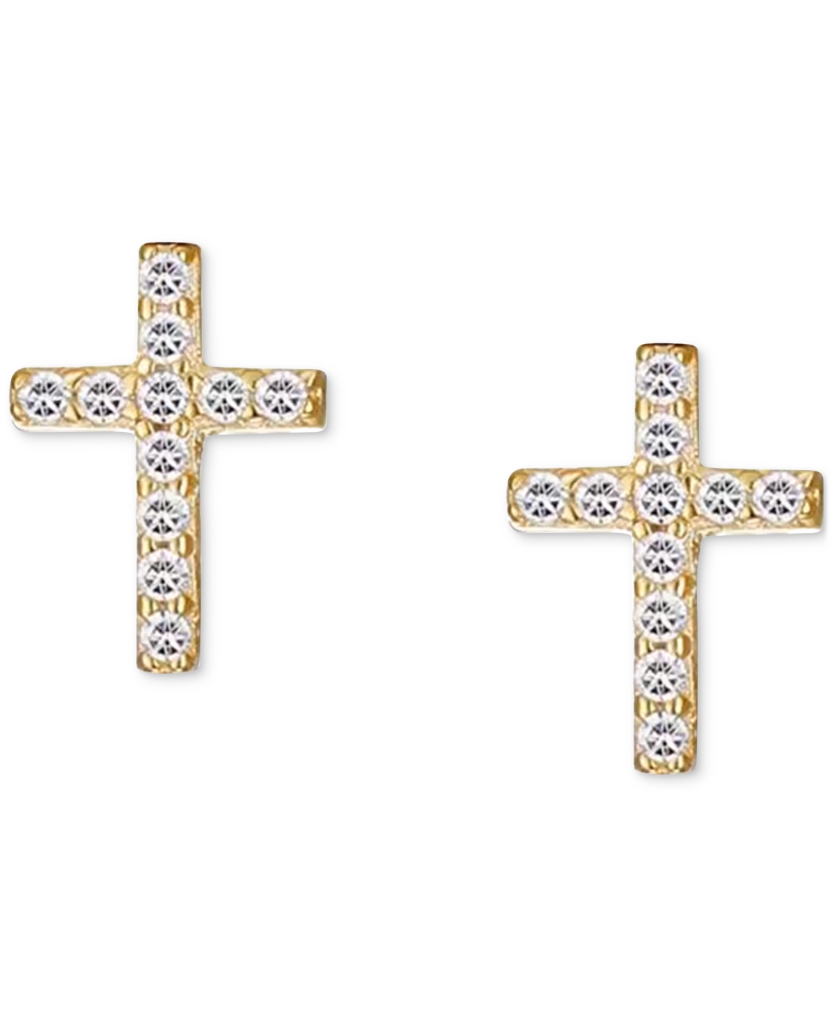 Ben Oni Cubic Zirconia Cross Stud Earrings In Gold