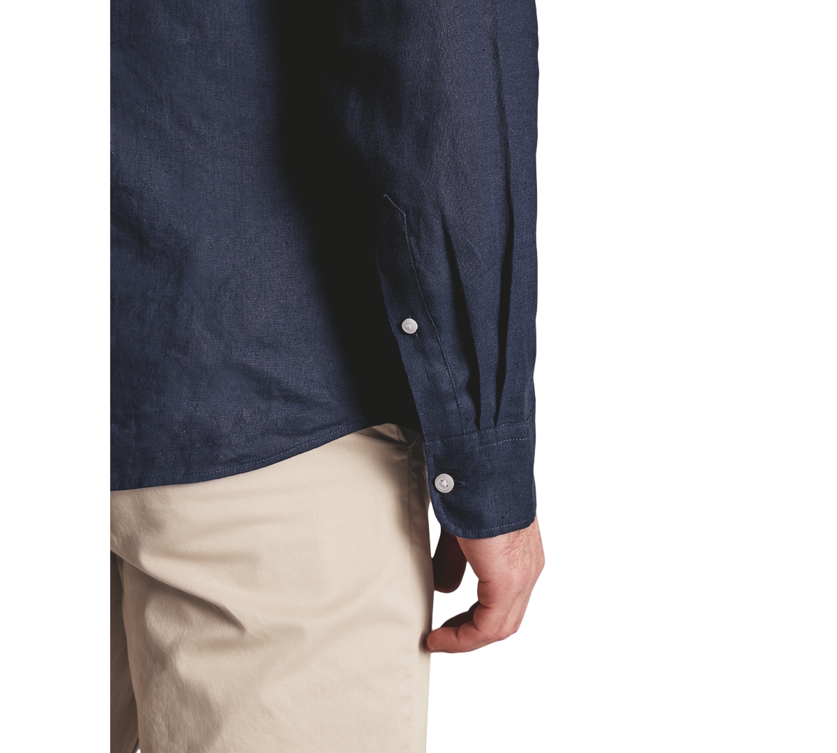 CHARLES TYRWHITT MEN'S SLIM FIT LONG SLEEVE LINEN BUTTON-FRONT SHIRT 