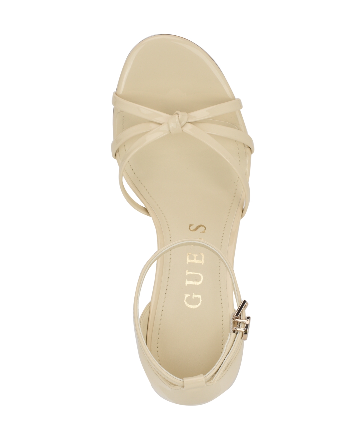 Guess Spring Ankle Strap Sandal In Ivory Patent