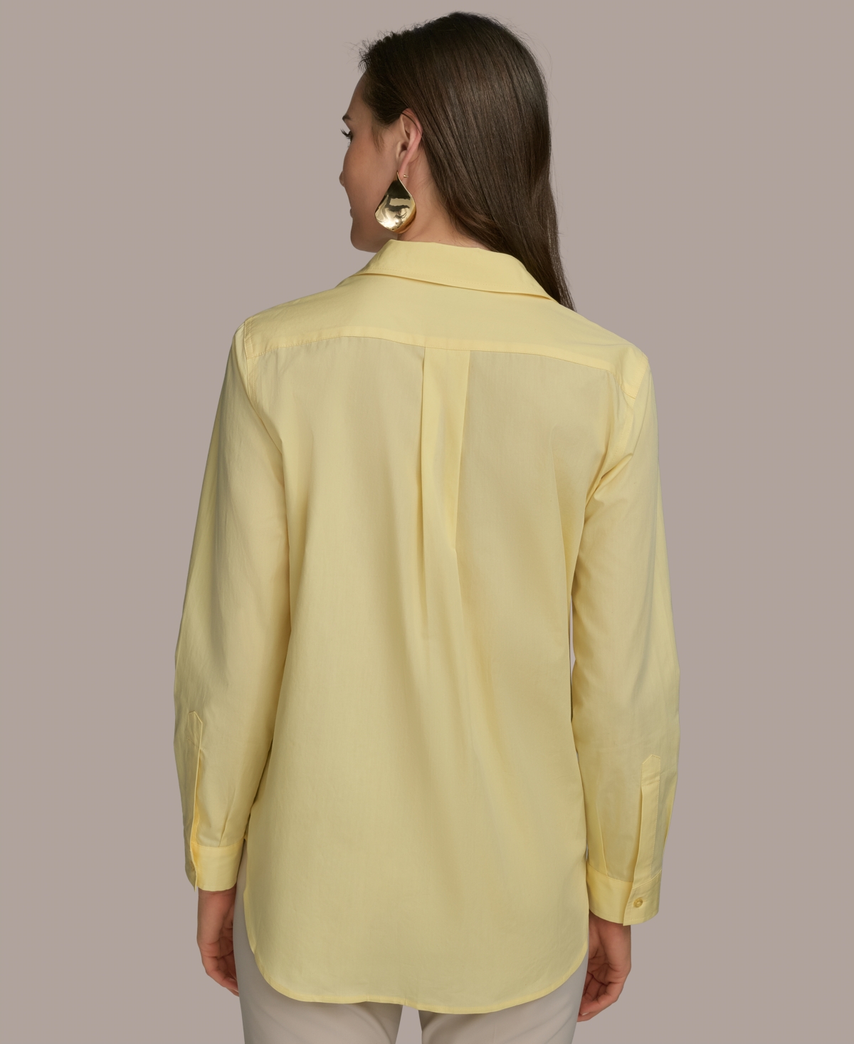 Donna Karan Women's Metallic Detail Cotton Button-down Shirt In Panna Cotta