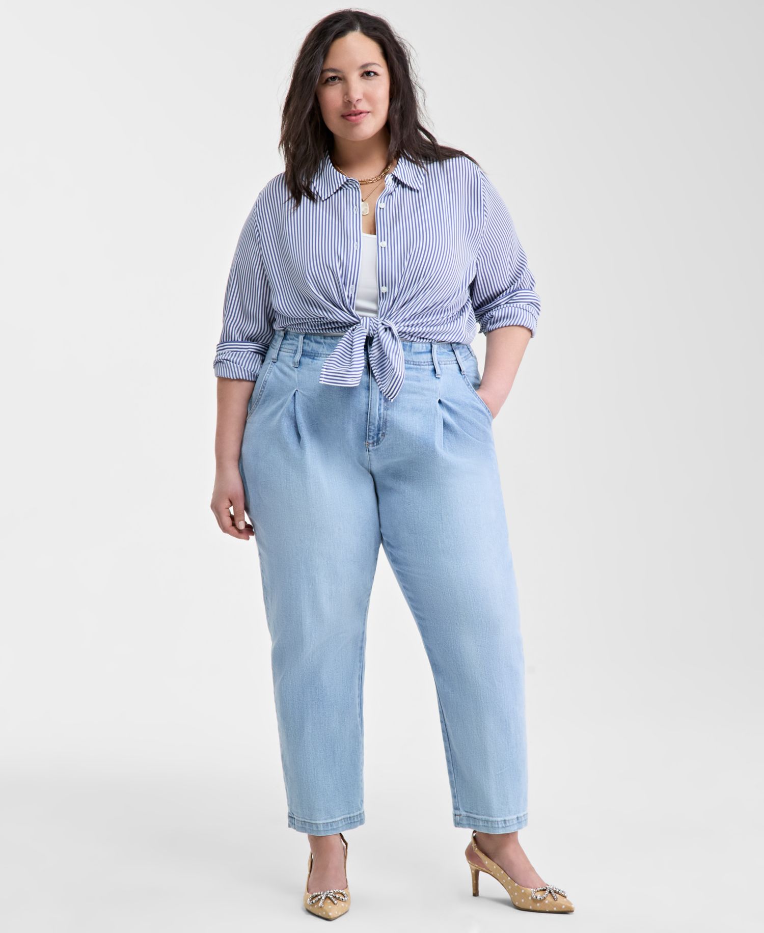 Trendy Plus Size Button-Front Crepe Shirt