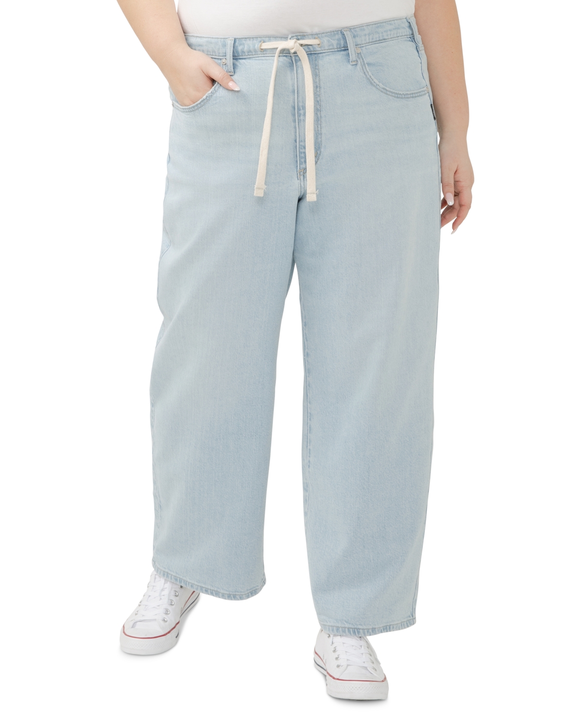 Shop Silver Jeans Co. Plus Size Be Easy Straight-leg Drawstring Jeans