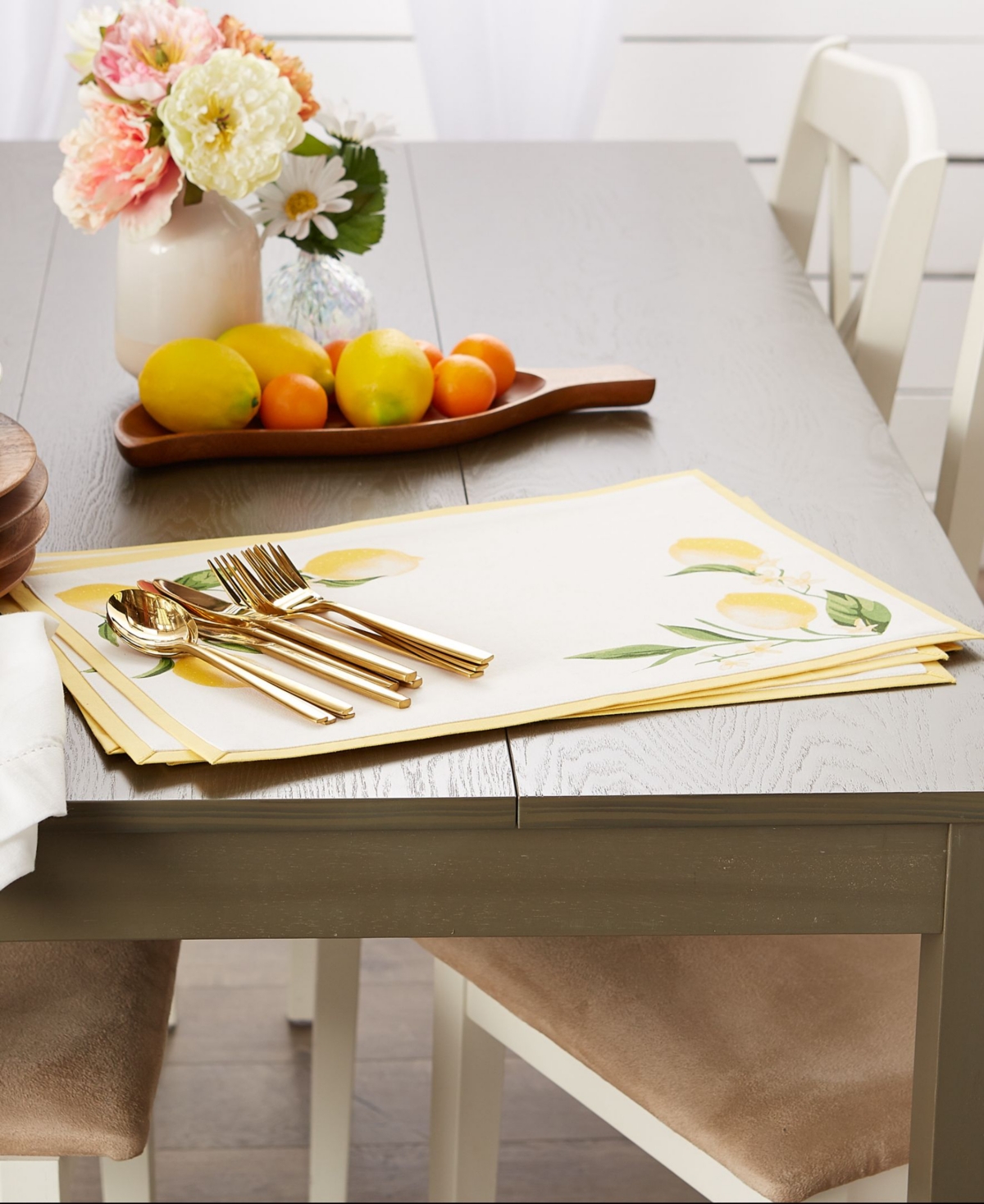 Design Imports Lemon Bliss Placemat, Set Of 6 In Lemon Bliss