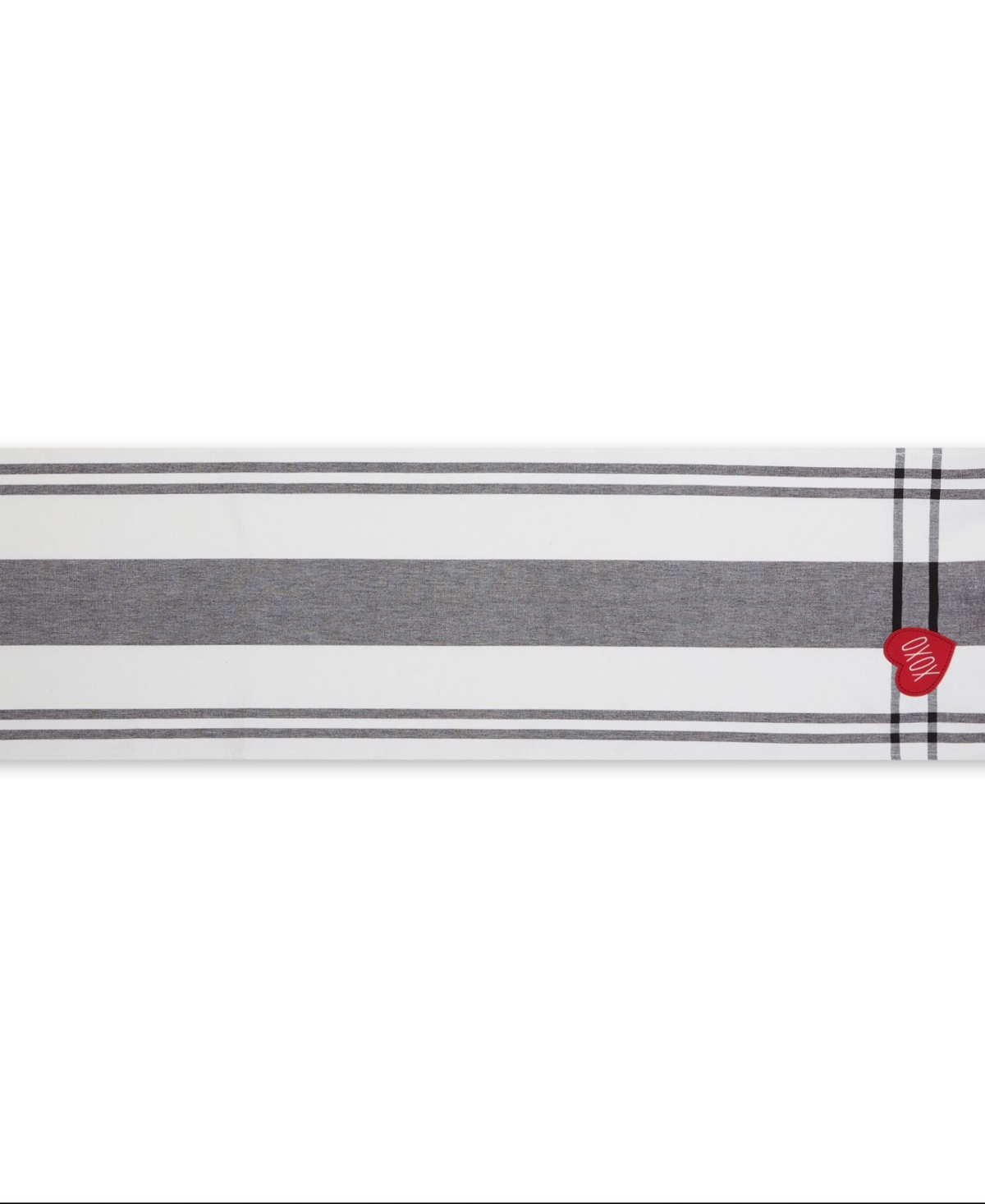 Design Imports Heart Xoxo Plaid Table Runner, 14" X 72" In Black,white