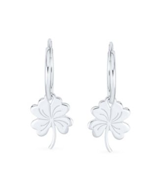 Luck of the Irish Shamrock Mini Hoop Huggie Earrings in Sterling Silver