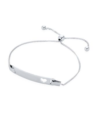 Delicate Petite Heart ID Bracelet Sterling Silver 5-6 Inch Small Wrists