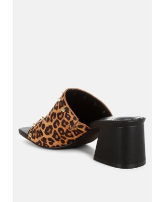Edama Leopard Print Studded Slip Ons