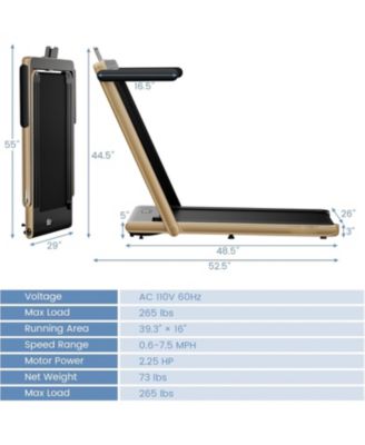 2.25HP 2 in 1 Folding Treadmill with APP Speaker Remote Control