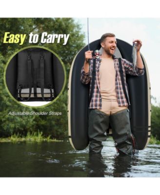 Inflatable Fishing Float Tube with Pump Storage Pockets and Fish Ruler