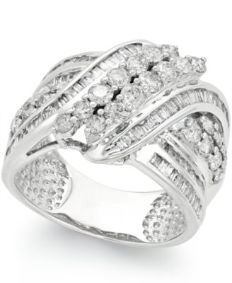 Macy's - Diamond Double-Row Center Ring (2 ct. t.w.) in 14k Gold , 14K White Gold or 14K Rose Gold