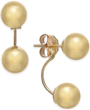 image of Double-Ball Drop Earrings in 10k Gold