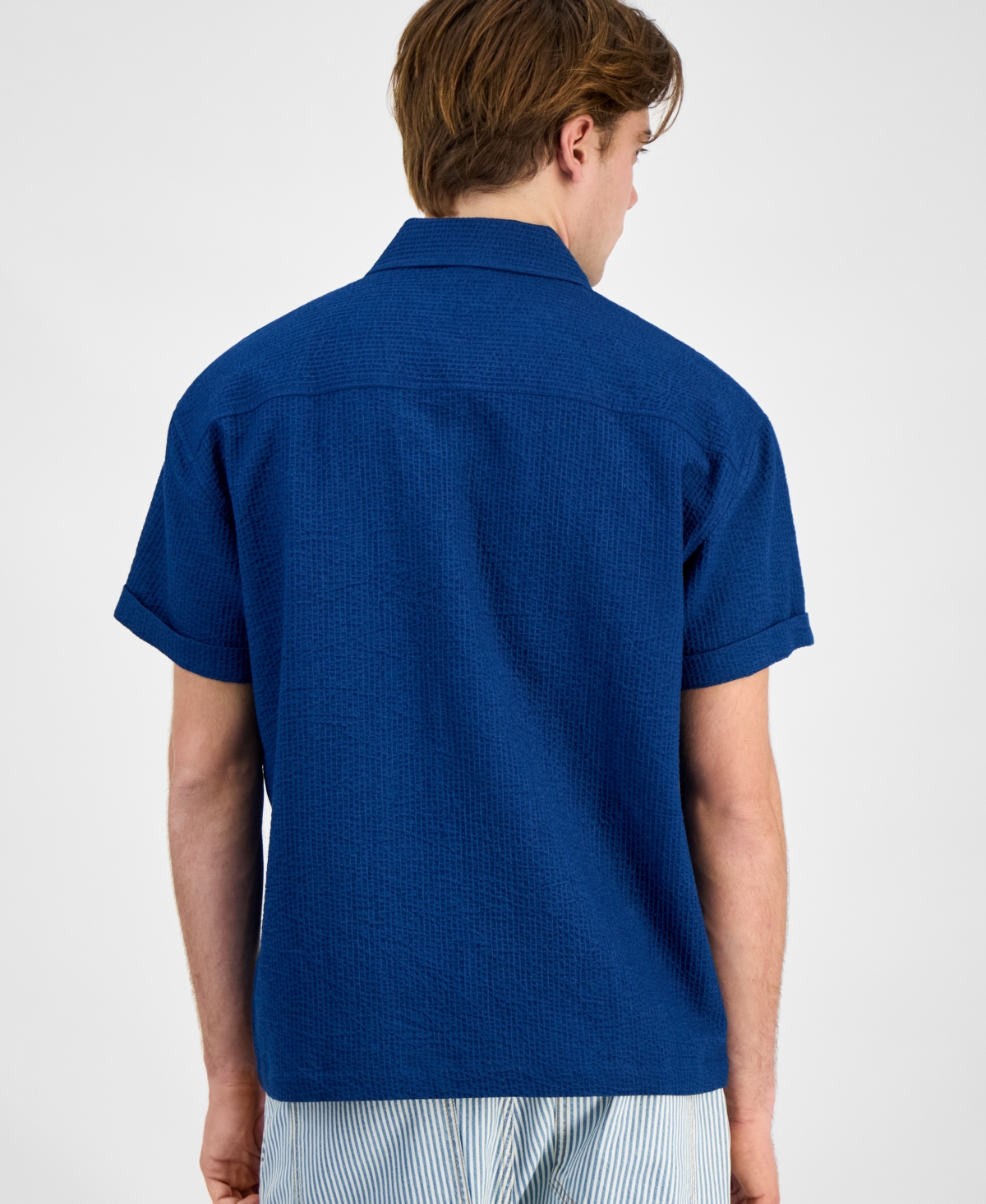 Sun + Stone Men's Bennet Indigo Poplin Shirt, Exclusively At Macy's In Indigo