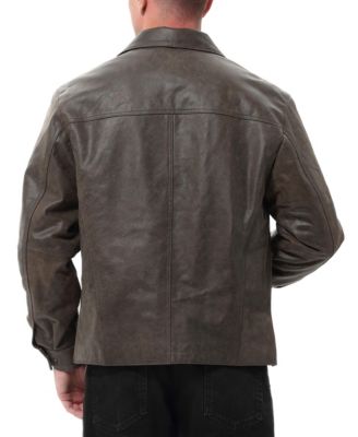 Men David Distressed Leather Jacket