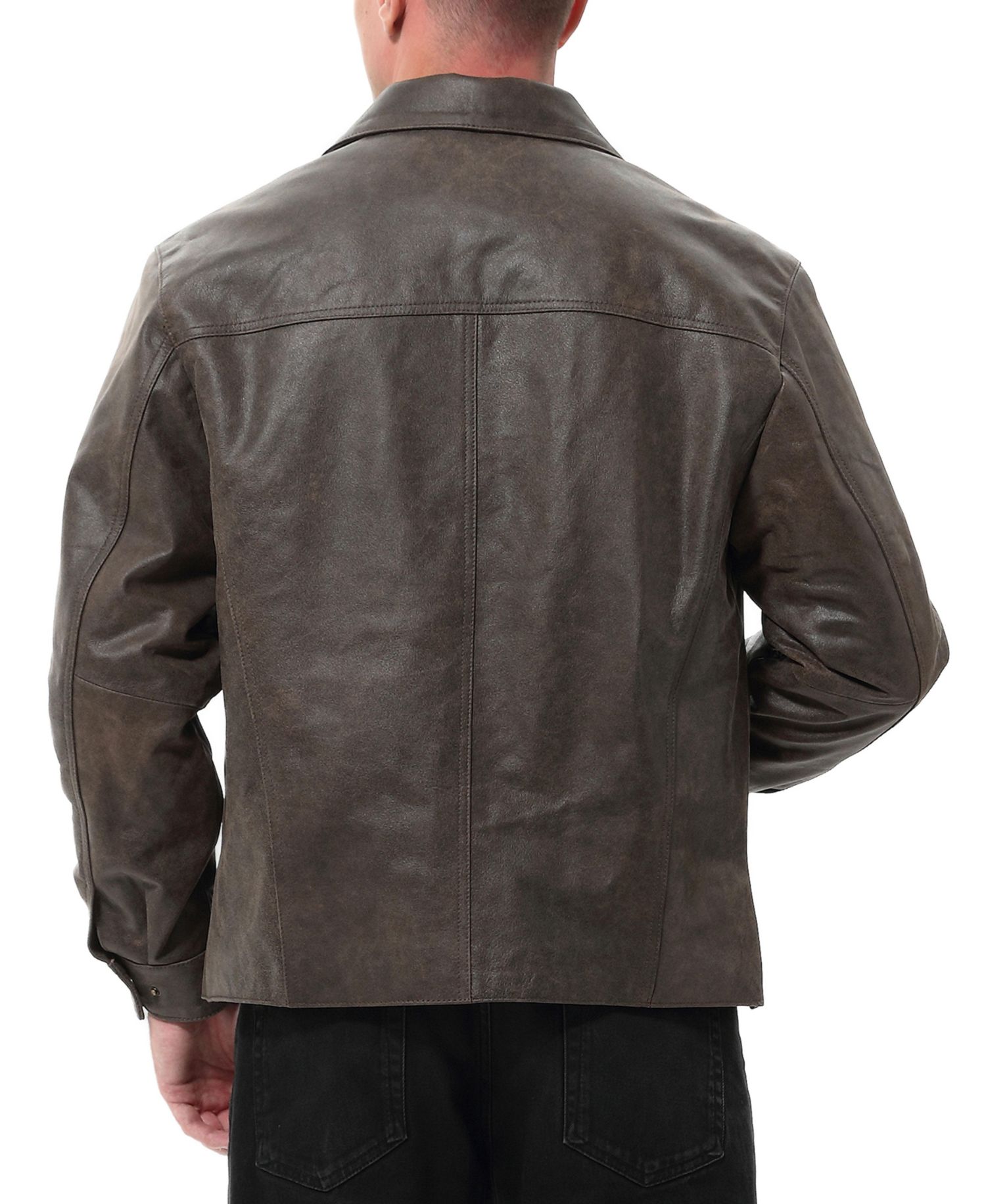 Men David Distressed Leather Jacket