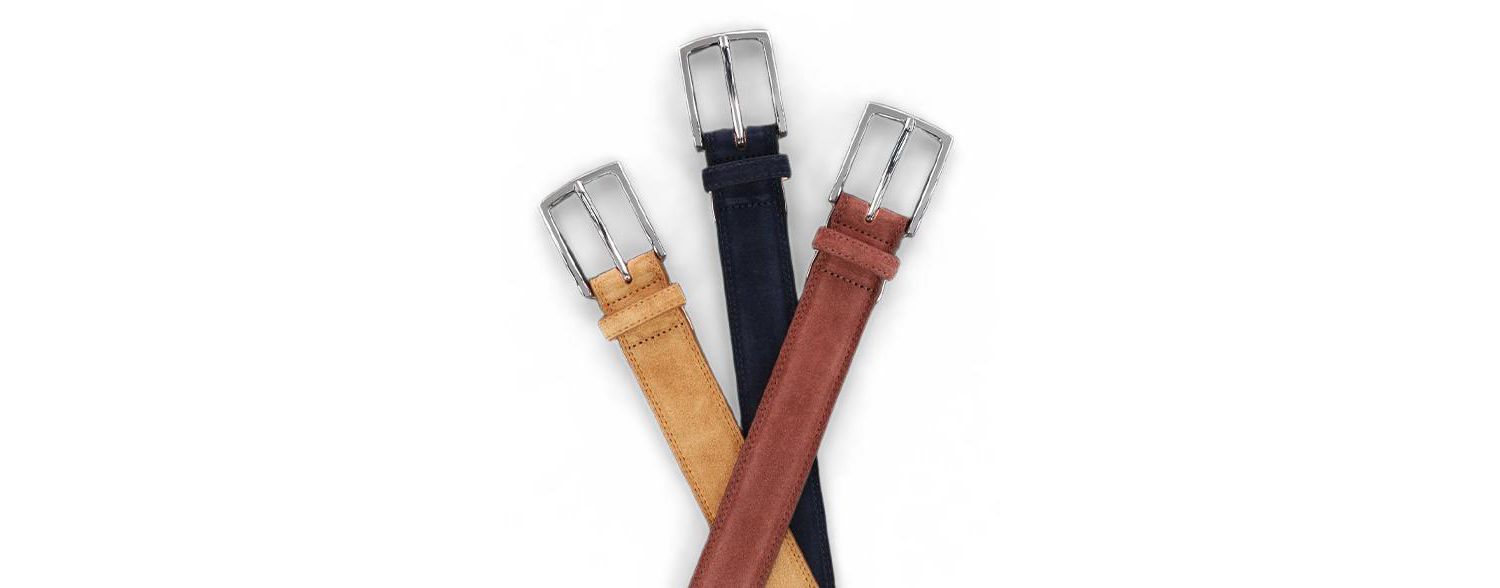 Men's Armando Italian Suede 35mm Feathered Edge Belt