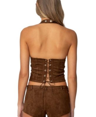 Women's Sloane Faux Suede Halter Top