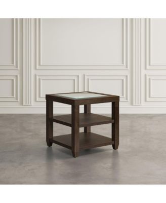 Urban Icon Contemporary Glass Inlay End Table with Storage, Merlot
