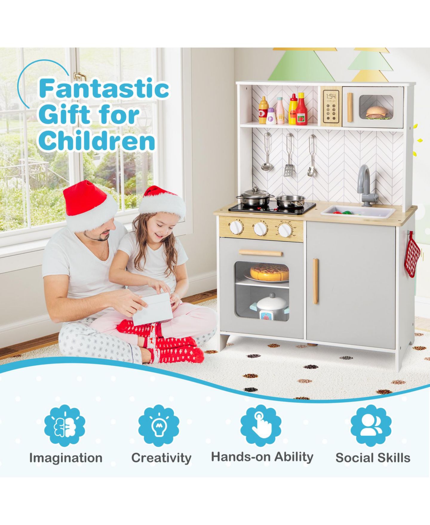 Детский игровой набор Slickblue Lights and Sounds Kids' Kitchen Playset, Ages 3+, цвет: Белый — фото 7