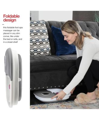 Heated Jets Foot Spa w/Remote, Pumice Stone, Collapsible Design, Bubbles, Vibration, Massage