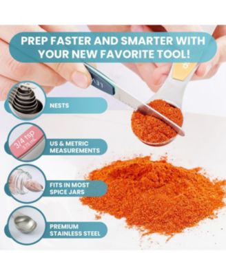 Set of 8 Stackable Magnetic Measuring Spoons with Leveler