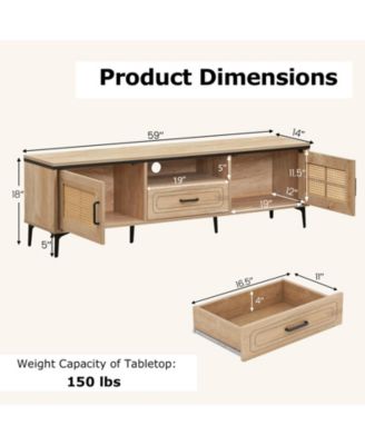 Mid-Century Modern Entertainment Center with 2 Cabinets and Storage Drawer Stylish TV Stand for Living Room