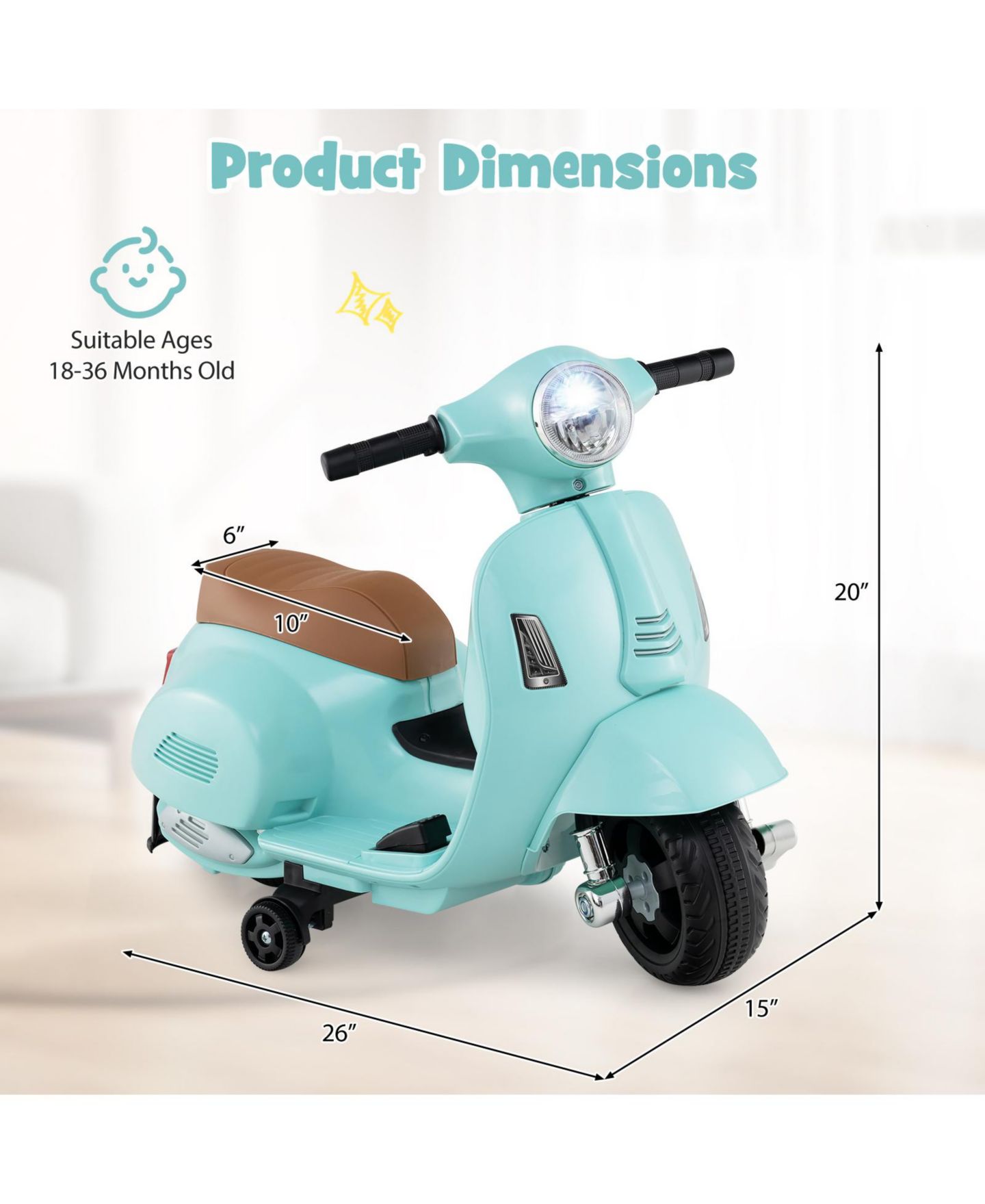 Детская игрушка Slickblue Licensed Kids Ride On Motorcycle with LED Headlight Horn and Footrest, цвет: Зелёный — фото 5