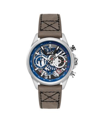 AVI-8 Men's Hawker Harrier Matador Chronograph Gray Leather Strap