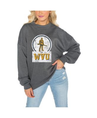 Gameday Couture - Women's Charcoal West Virginia Mountaineers Drop Shoulder Fleece Drop Pullover Sweatshirt