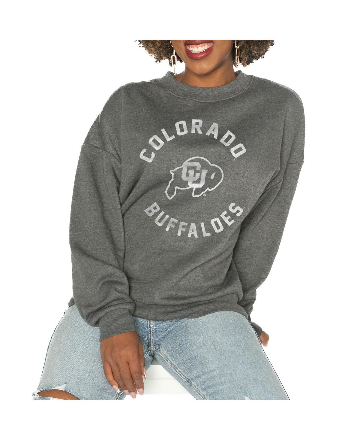 Gameday Couture Women's Charcoal West Virginia Mountaineers Good Vibes Premium Fleece Drop Shoulder Pullover Sweatsh In Charcoal