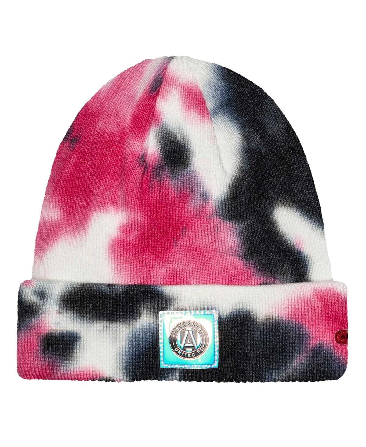 Men's Black Atlanta United Fc Psychedelic Tie-Dye Cuffed Knit Hat - Black