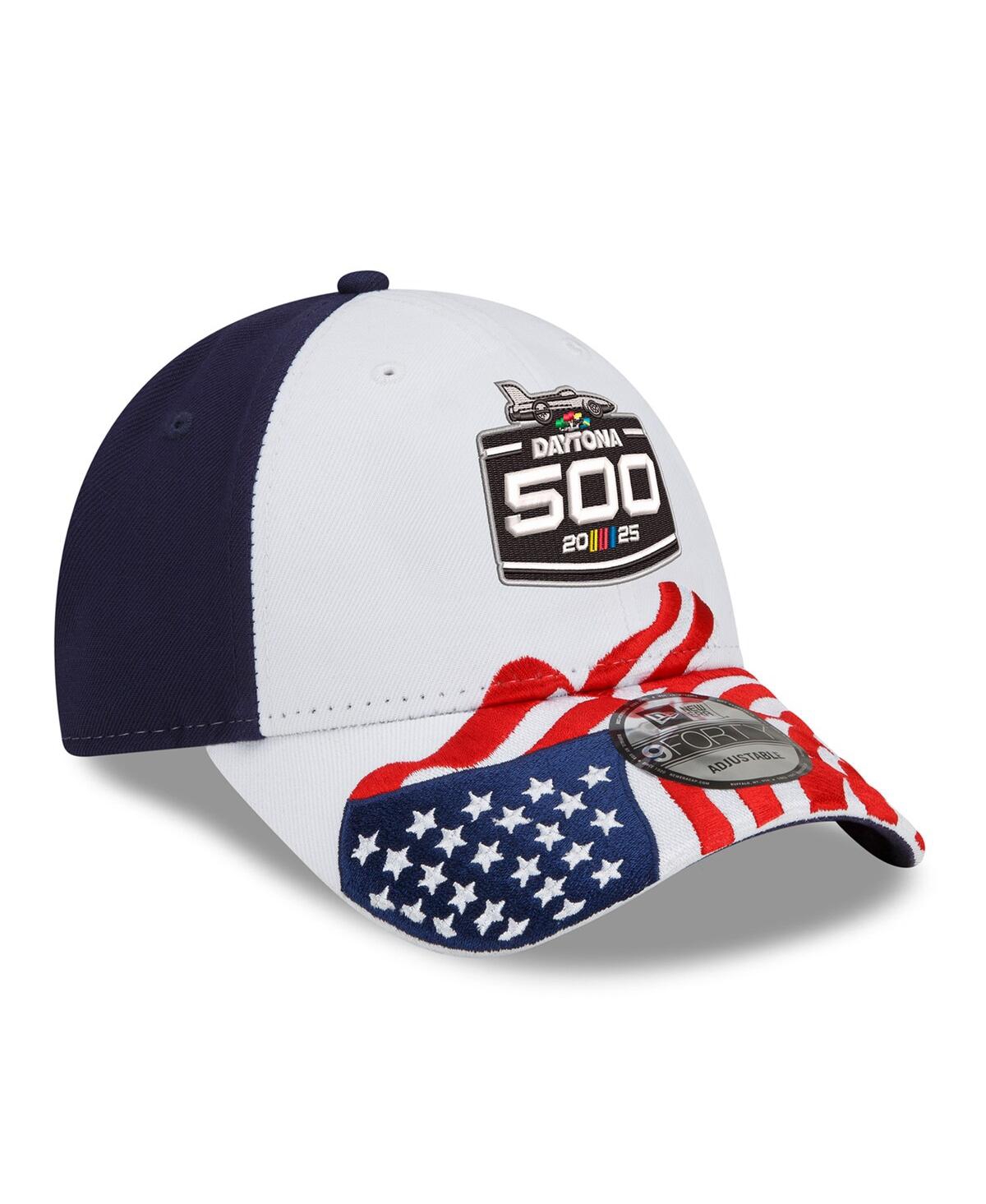 NEW ERA MEN'S WHITE/NAVY 2025 DAYTONA 500 9FORTY ADJUSTABLE HAT 