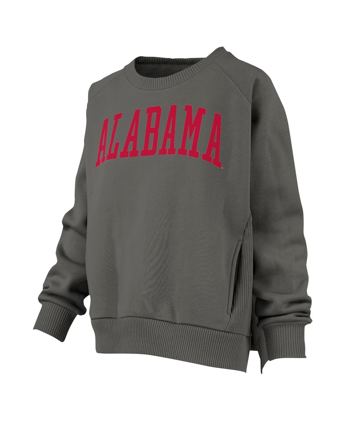 PRESSBOX WOMEN'S CHARCOAL ALABAMA CRIMSON TIDE POCKETED RAGLAN PULLOVER SWEATSHIRT 