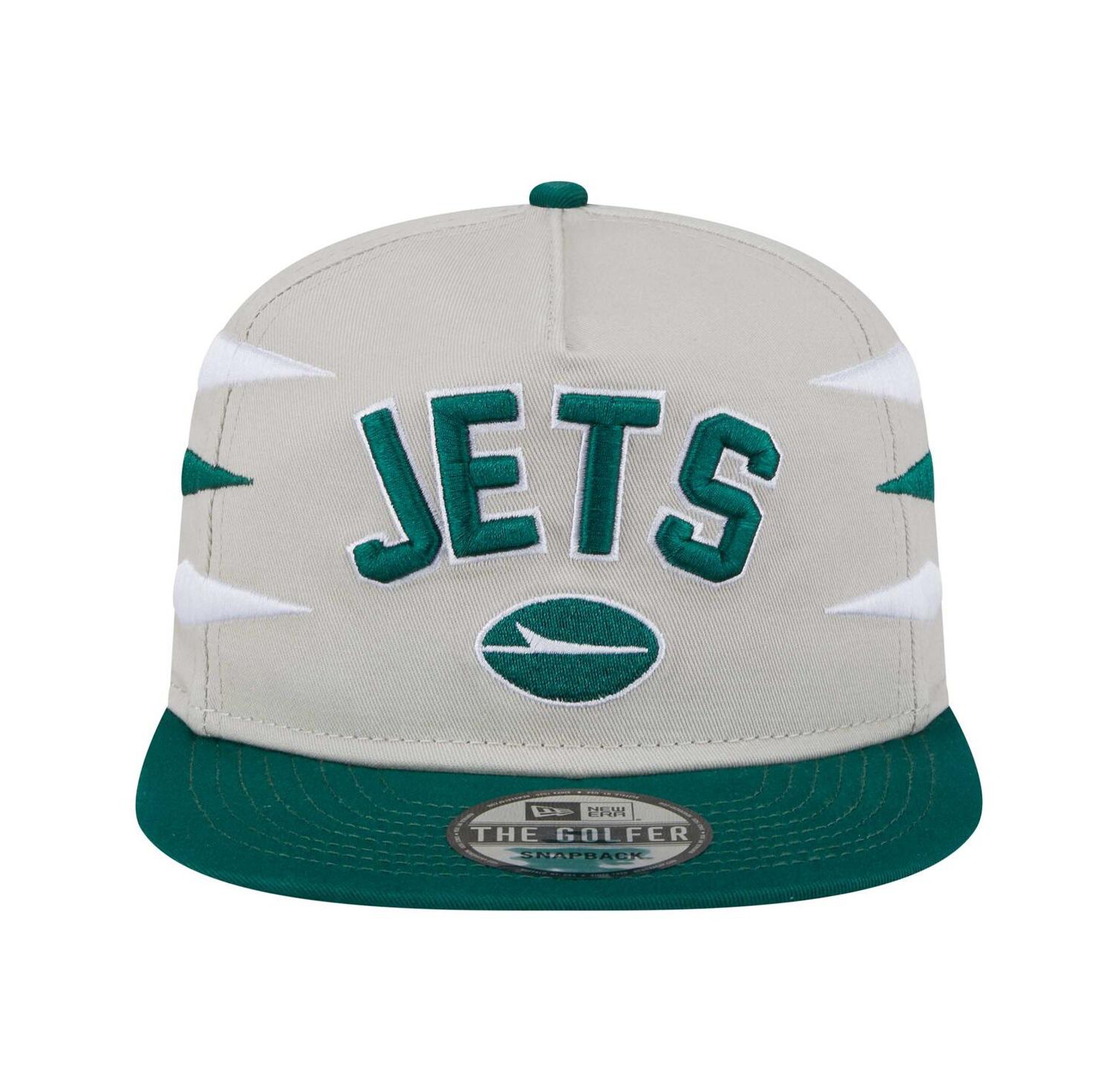 Men's Stone/Green New York Jets Athletic Golfer Snapback Hat