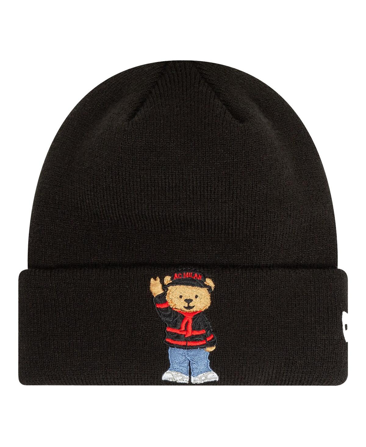 New Era Big Boys And Girls Black Ac Milan Bear Cuffed Knit Hat In Black