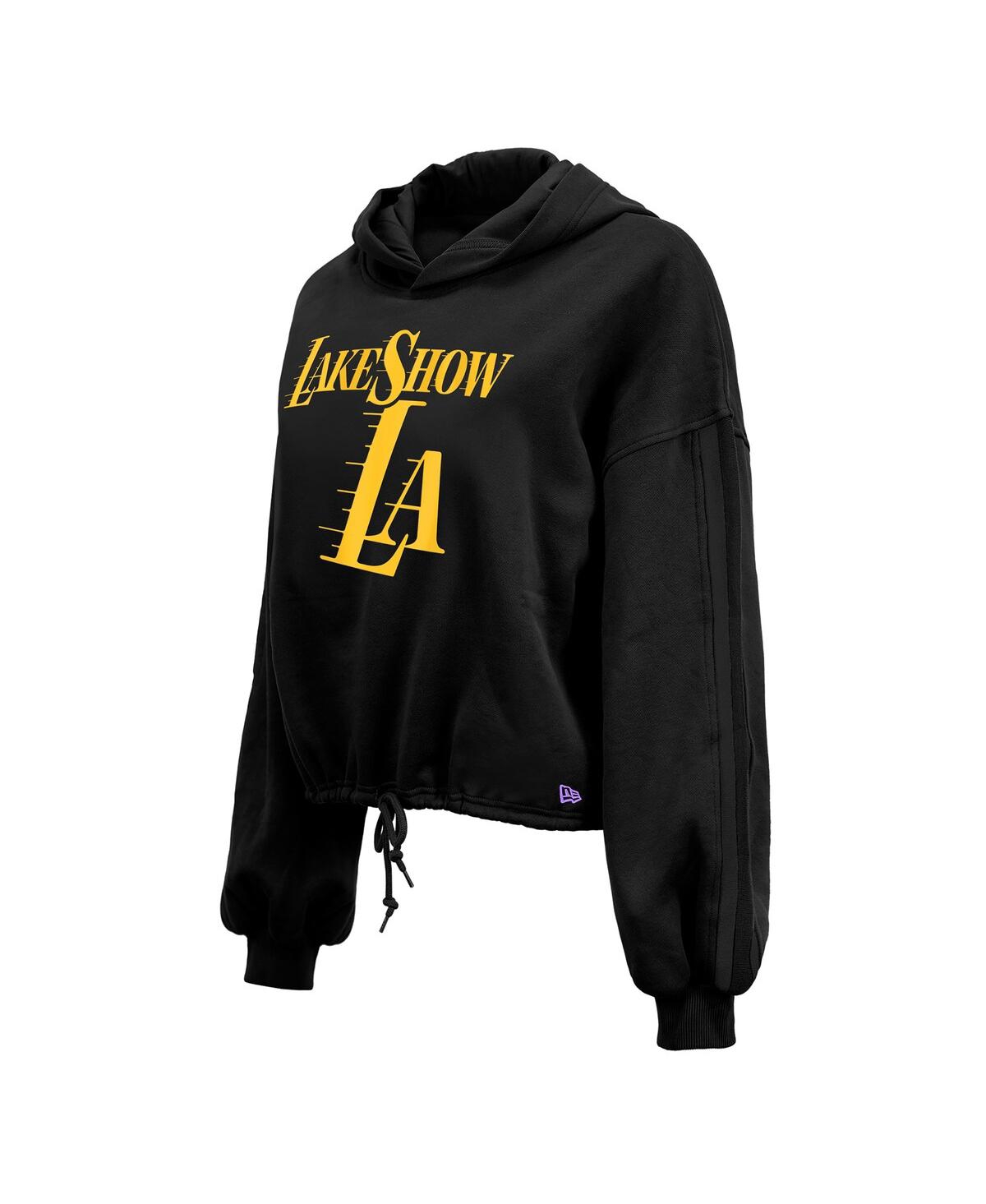 NEW ERA WOMEN'S BLACK LOS ANGELES LAKERS 2024/25 CITY EDITION CROPPED PULLOVER HOODIE 