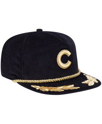 Men's Black Chicago Cubs Corduroy Filigree Golfer Adjustable Hat