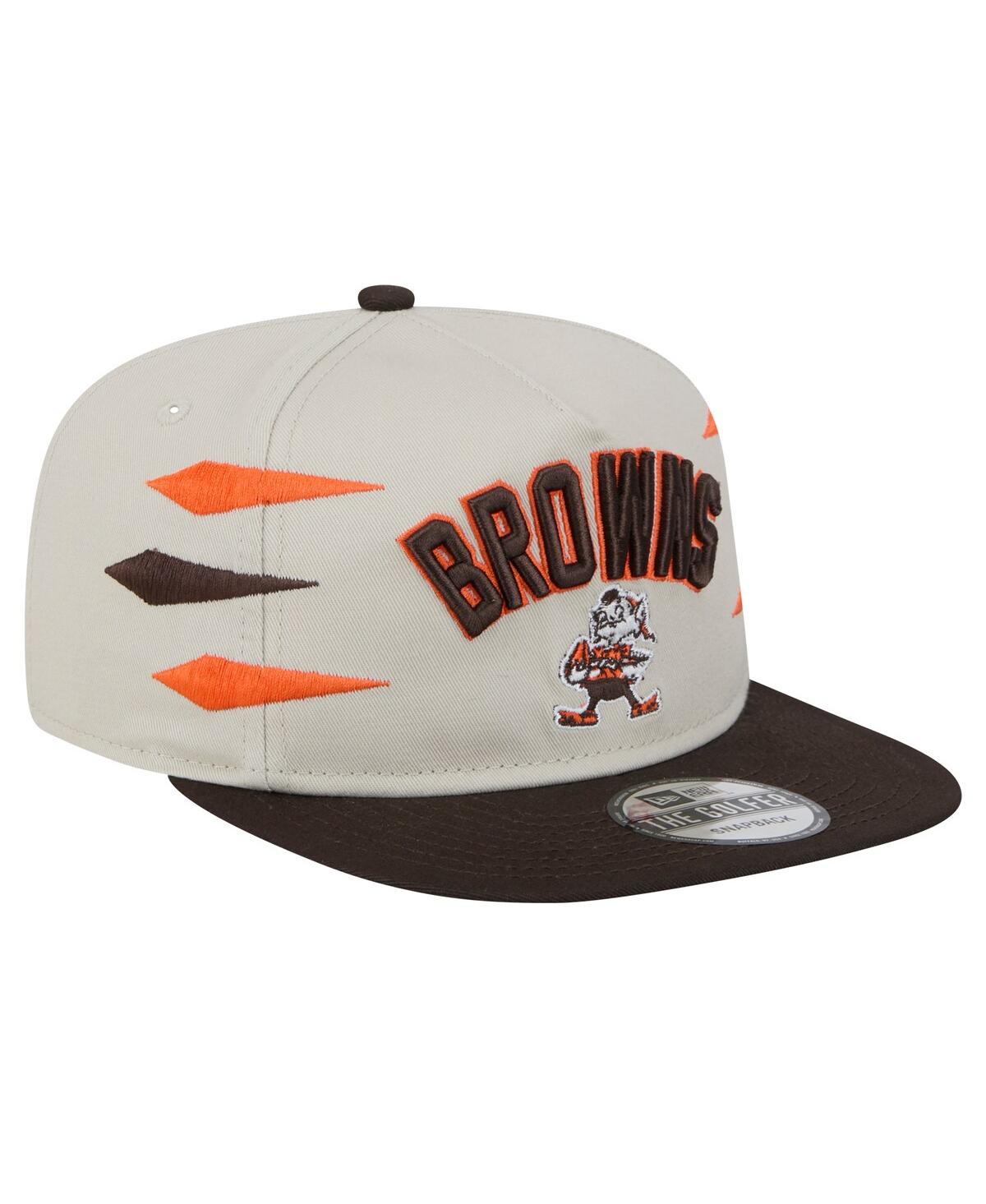 NEW ERA MEN'S STONE/BROWN CLEVELAND BROWNS ATHLETIC GOLFER SNAPBACK HAT 