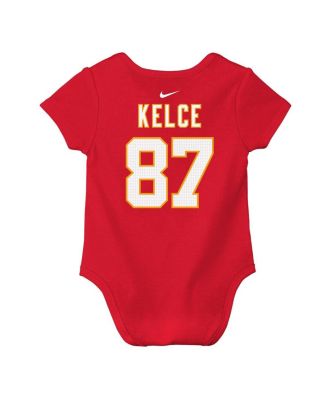 Baby Boys and Girls Travis Kelce Red Kansas City Chiefs Player Name Number Bodysuit
