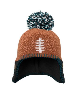 Preschool&nbsp;Brown Jacksonville Jaguars Football Head with Pom Knit Hat