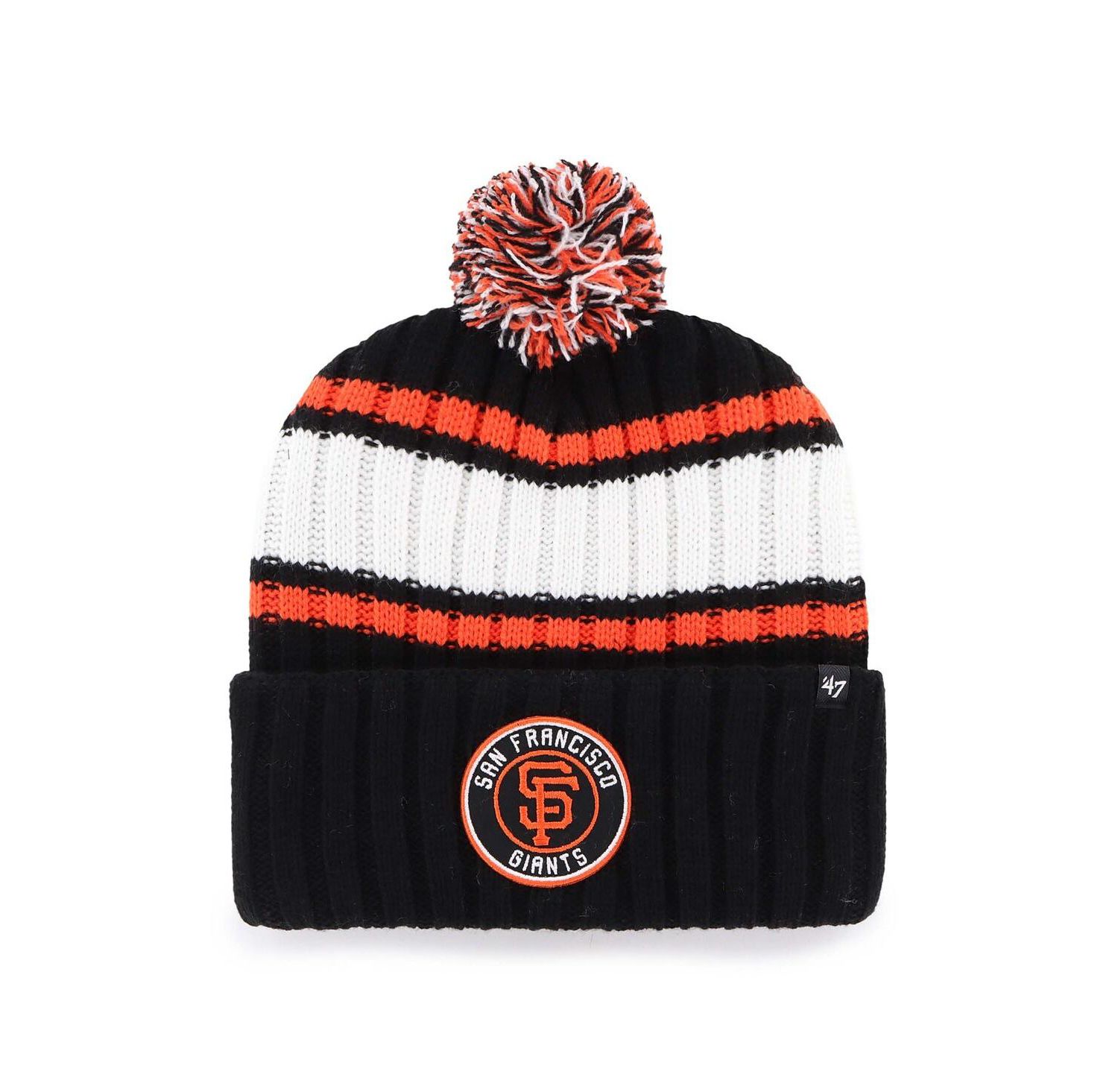 Men's Black San Francisco Giants Plateau Cuffed with Pom Knit Hat