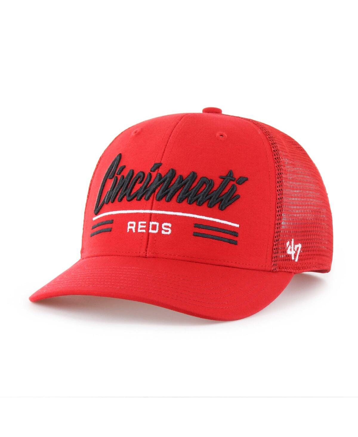 47 Brand Men's Red Cincinnati Reds Garner Trucker Adjustable Hat In Red