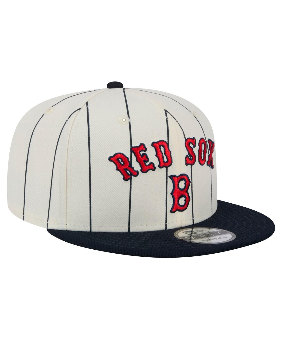 New Era Men's White Boston Red Sox Jersey Pinstripe 9fifty Snapback Hat In Cream
