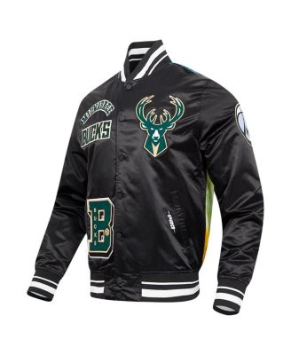 Men's Black Milwaukee Bucks Sublimated Satin Full-Snap Jacket