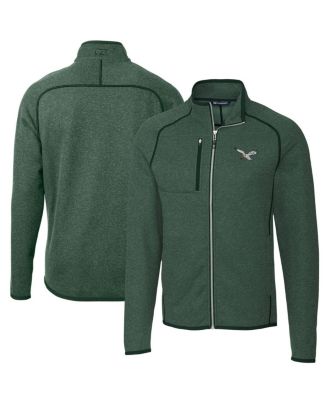 Cutter & Buck - Men's Heather Green Philadelphia Eagles Mainsail Sweater-Knit Full-Zip Jacket