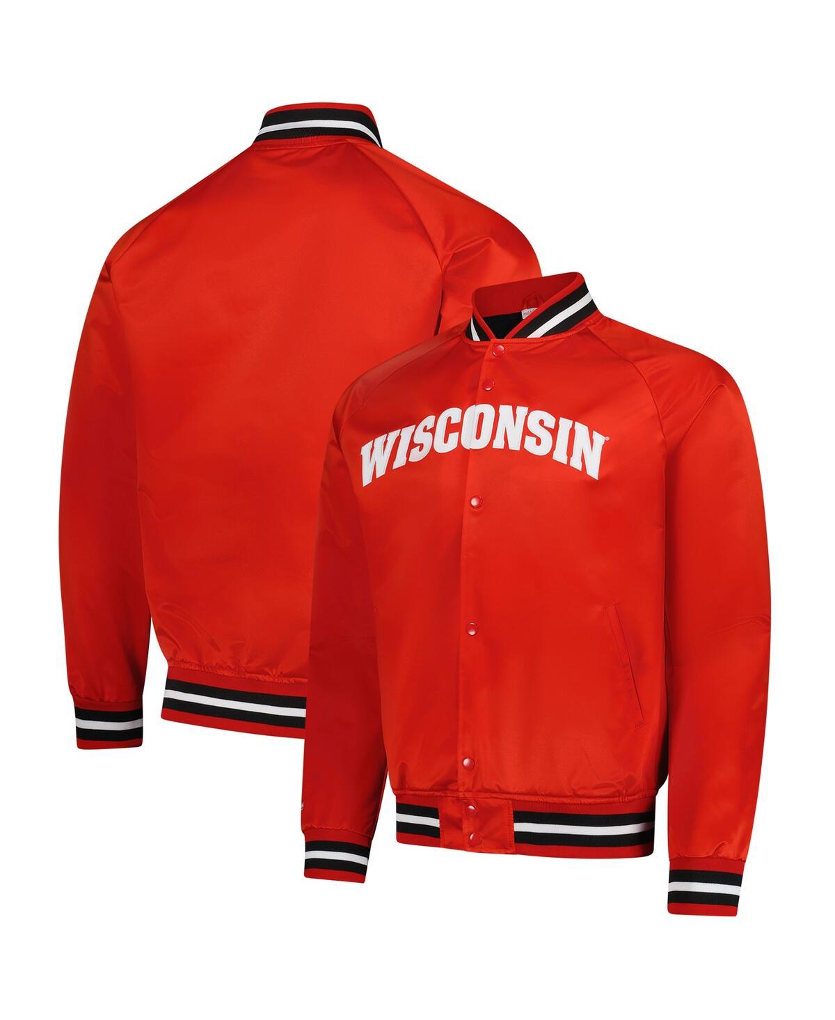 Mitchell & Ness Men's Red Wisconsin Badgers Lightweight Satin Raglan Full-snap Jacket In Red