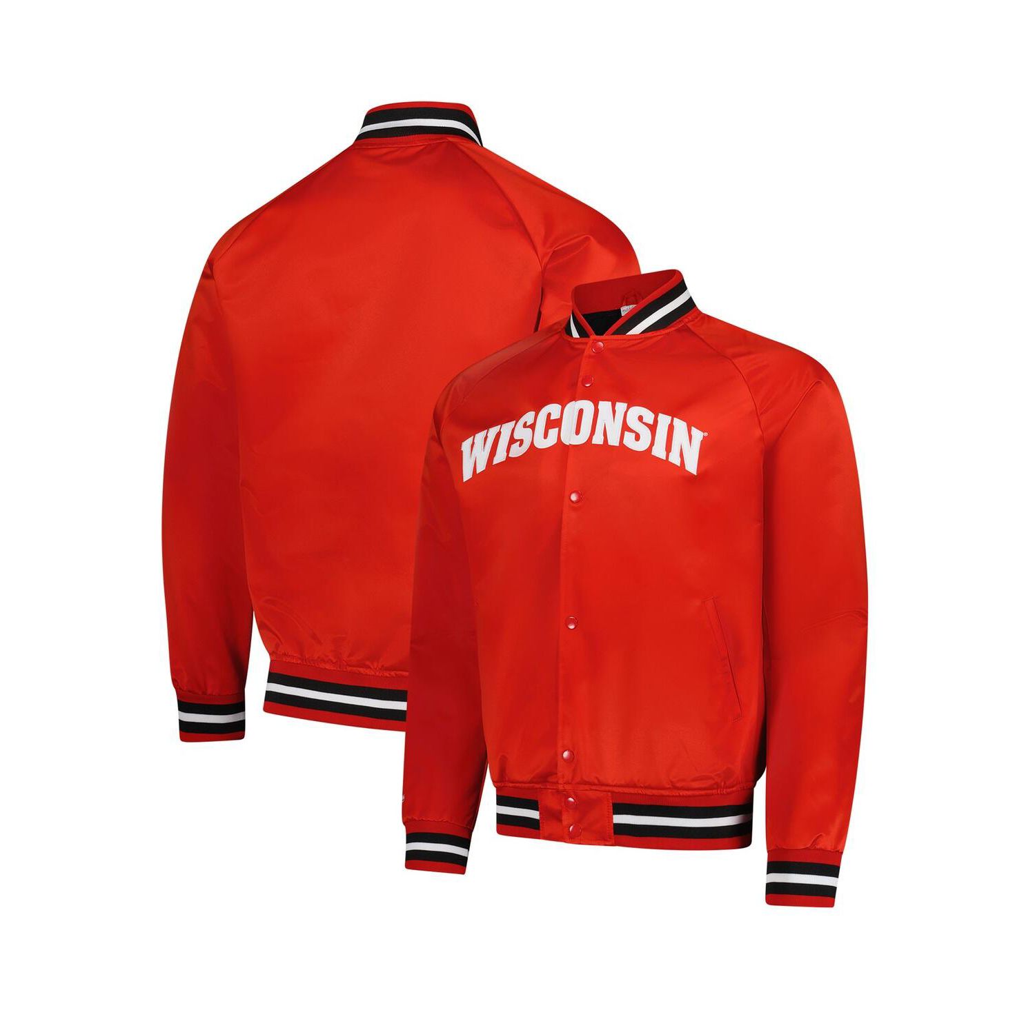 Men's Red Wisconsin Badgers Lightweight Satin Raglan Full-Snap Jacket