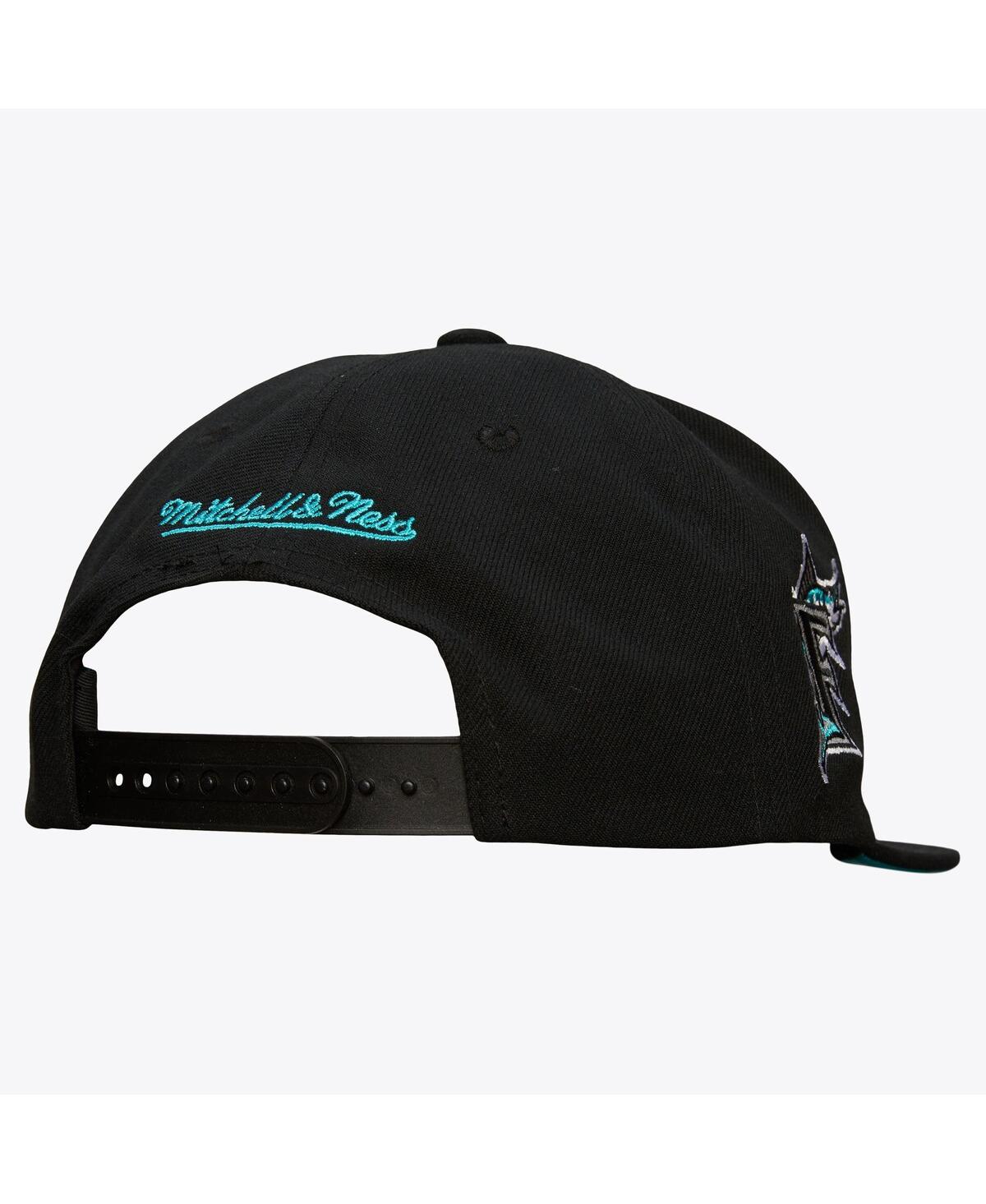 Mitchell & Ness Men's Black Florida Marlins Team Tagged Snapback Hat In Black
