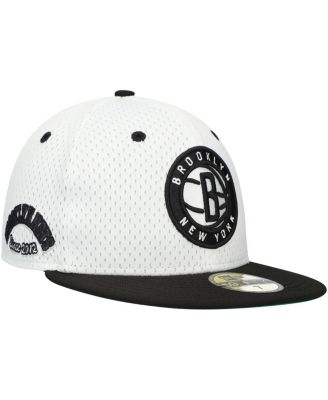 New Era - Men's White, Black Brooklyn Nets Throwback 2Tone 59FIFTY Fitted Hat